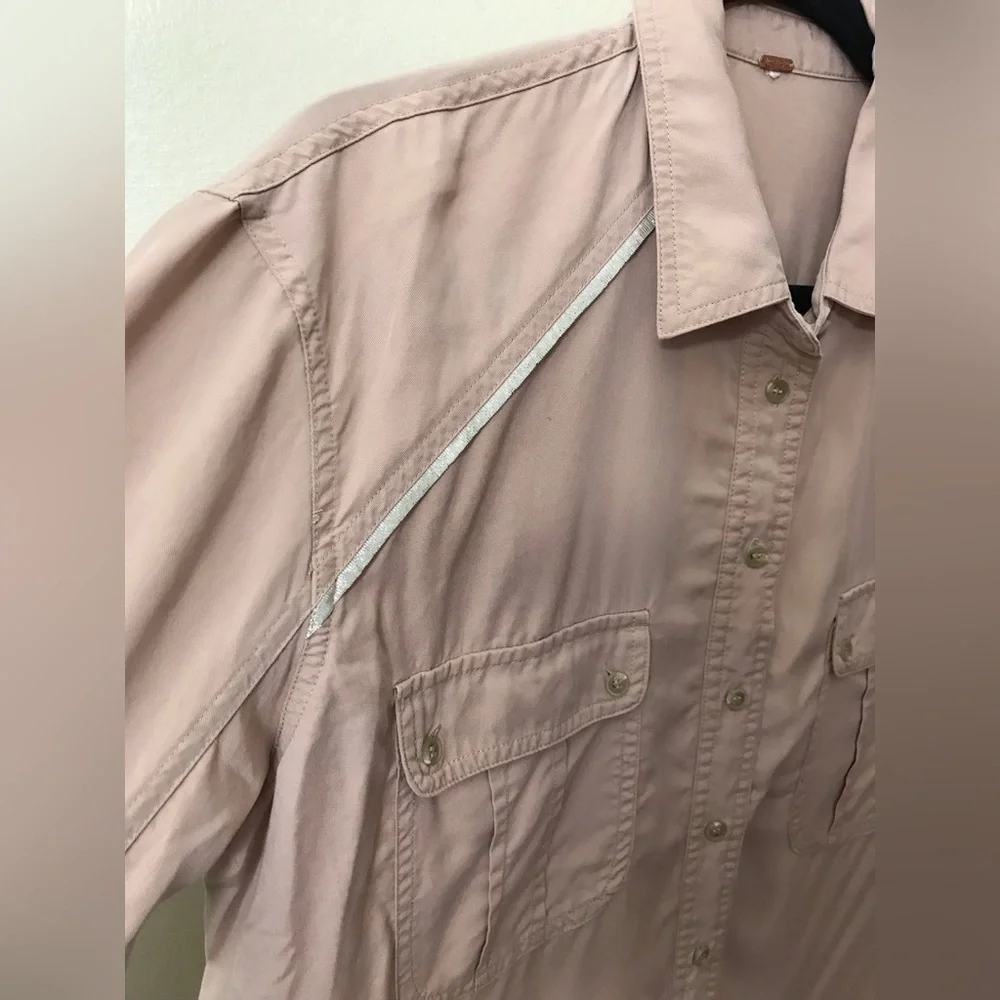 Free People Womens Tencel Soft Lightweight Long Sleeve Button Down Shirt Size S